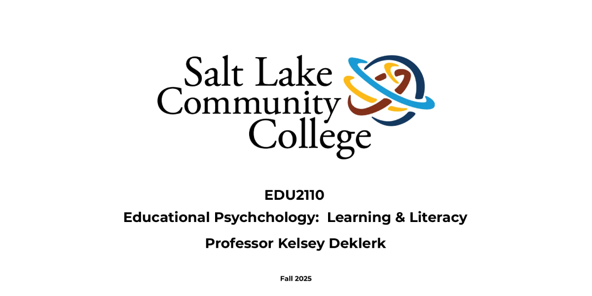 Educational Psychology: Learning & Literacy (EDU2110)